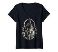 Femme Portrait mythologique de la divinité Anu e l'Égypte Antique T-Shirt avec Col en V
