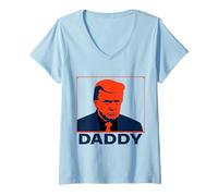 Femme Portrait Pop Art Stoic Trump avec légende « Daddy » T-Shirt avec Col en V