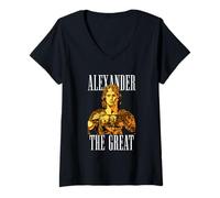 Femme Portrait Vintage d'Alexandre Le Grand Armure T-Shirt avec Col en V