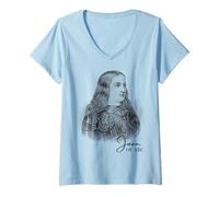 Femme Portrait Vintage Jeanne d'arc Guerrier catholique Art Historique T-Shirt avec Col en V