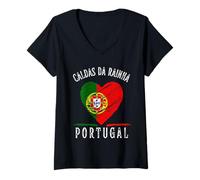 Femme Portugal Flag Heart Caldas Da Rainha City T-Shirt avec Col en V