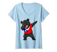 Femme Pose d'un Ours formosien de Taïwan T-Shirt avec Col en V