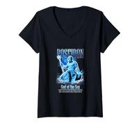 Femme Poseidon God of The Sea - Aesthetic Edgy Streetwear T-Shirt avec Col en V