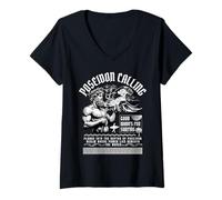 Femme Poseidon Greek God Surfing Waves Streetwear T-Shirt avec Col en V