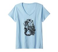 Femme Poseidon T-shirt mythologie grecque Dieu de la mer T-Shirt avec Col en V
