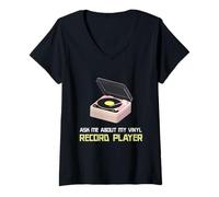Femme Posez-Moi sur Mon Lecteur de Disque Vinyle T-Shirt avec Col en V