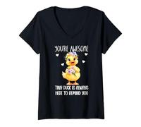 Femme Positive Duck You're Awesome Ducks Support Emotional Duckies T-Shirt avec Col en V
