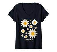 Femme Positive Floral Daisy Flower, Inspirational, Flower Power T-Shirt avec Col en V