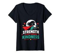 Femme Positive Quote Woman Strength Flows Through Kindness T-Shirt avec Col en V