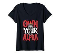Femme Possédez Votre Alpha Fearless Wolf Confident Women Alpha Girl T-Shirt avec Col en V