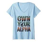 Femme Possédez Votre Alpha Fearless Wolf Confident Women Alpha Girl T-Shirt avec Col en V