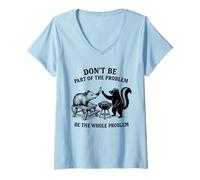 Femme Possum Skunk BBQ Don't Be The Whole Problem Chaotic Animal T-Shirt avec Col en V