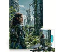 Femme Post-apocalyptique dans Un Espace Urbain Puzzle de 1000 pièces pour Adultes Stimule la mémoire Passe-Temps à la Maison Décoration Murale (50x75cm)