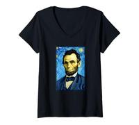 Femme Post-impressionniste Abraham Lincoln T-Shirt avec Col en V