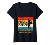 Femme Postal Worker Unrealistic Goals Post Office Humour Design T-Shirt avec Col en V