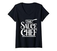 Femme Poste à Sauce Brigade Chef Culinary Station T-Shirt avec Col en V