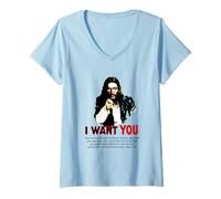 Femme Poster de l'armée Jesus I Want You Uncle Sam T-Shirt avec Col en V