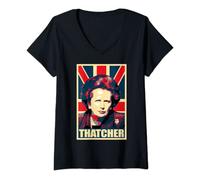 Femme Poster de propagande de Margaret Thatcher T-Shirt avec Col en V
