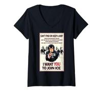 Femme Poster de recrutement Uncle Sam Ice - Satire Funny - Abolish T-Shirt avec Col en V