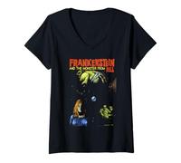 Femme Poster du Film Frankenstein et Le Monstre de l'enfer T-Shirt avec Col en V