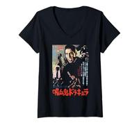Femme Poster du Film Japonais Horror of Dracula Christopher Lee T-Shirt avec Col en V