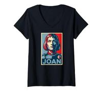 Femme Poster emblématique de Jeanne d'arc T-Shirt avec Col en V