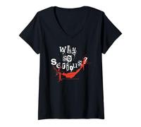 Femme Poster méchant Batman avec Citation du Joker Why So Serious T-Shirt avec Col en V