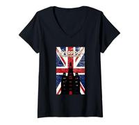 Femme Poster Vintage de Liverpool sur Le Drapeau du Royaume-Uni T-Shirt avec Col en V
