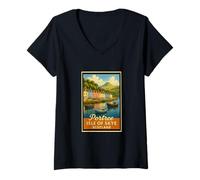 Femme Poster vintage des années 50 Portree Scotland de l'île de Skye T-Shirt avec Col en V