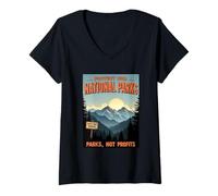 Femme Poster vintage Protect Our National Parks Randonnée Hommes Femmes T-Shirt avec Col en V
