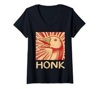 Femme Poster Vintage Visage d'oie Honk pour Hommes, Femmes, Enfants T-Shirt avec Col en V
