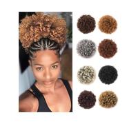 Femme Postiche queue de cheval afro bouffante avec cordon de serrage, postiche synthétique court afro crépu bouclé, extension de chignon Facile à utiliser(1B-27)
