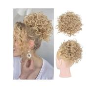 Femme Postiche synthétique à chignon décoiffé, chignon court élastique avec cordon de serrage, queue de cheval bouclée à clipser Facile à utiliser(18H22)