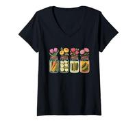 Femme Pot de cornichon Vintage pour Les Amateurs de Cuisine T-Shirt avec Col en V