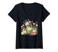 Femme Pot de cornichon Vintage pour Les Amateurs de Cuisine T-Shirt avec Col en V