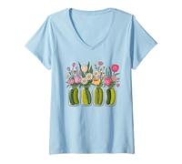 Femme Pot de cornichon Vintage pour Les Amateurs de Cuisine T-Shirt avec Col en V