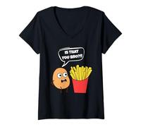 Femme Potato is That You Bro French Fries Funny Potato Food Lover T-Shirt avec Col en V