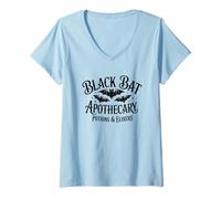 Femme Potions et élixirs d'apothicaire Chauve-Souris Noire Gothique T-Shirt avec Col en V