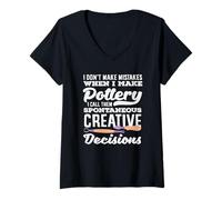 Femme Pottery Creative Decisions Spontanées Erreurs T-Shirt avec Col en V