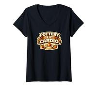 Femme Pottery is My Cardio Throwing Pots Pottery Ceramic Artist T-Shirt avec Col en V