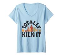 Femme Pottery Totally Kiln It Potter Argile Céramique Artist Men Women T-Shirt avec Col en V