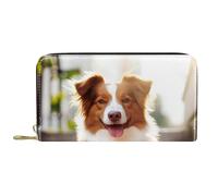 Femme Pouch Bourse Chien Border Collie Fille Pochette Longue Porte Monnaie Femme Élégant Porte-Feuille en Cuire pour Ami, Garcon, Fille