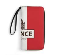 Femme Pouch Bourse Drapeau De Bienvenue De La France Cuir Portefeuille avec Compartiment À Monnaie Porte Monnaie Femme Souple Bourse Pochette pour Garcon, Prof, La Fille