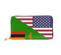 Femme Pouch Bourse Drapeau De L'Amitié Entre L'Amérique Et La Zambie Coin Purse Wallet Imprimé Portefeuille Femme Original Retro Bourse Pochette pour Femme, Ami, Prof