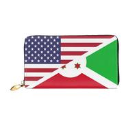Femme Pouch Bourse Drapeau De L'Amitié Entre L'Amérique Et Le Burundi Coin Purse Wallet Imprimé Portefeuille Femme Original Retro Porte-Monnaie pour Homme, Fille, Garcon