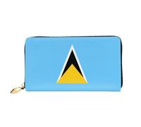 Femme Pouch Bourse Drapeau De Sainte-Lucie Cuir Portefeuille Longue Porte-Feuille en Cuire Imprimé Coin Purse Wallet pour Amoureux, Mère, Fille