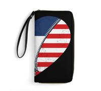 Femme Pouch Bourse Drapeau du Coeur De L'Amérique Et Drapeau du Panama Coin Purse Wallet Souple Porte Monnaie Femme Vintage Cuir Portefeuille pour Ami, Mère, Prof