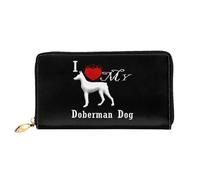Femme Pouch Bourse J'aime Mon Chien Doberman Porte-Feuille en Cuire avec Compartiment À Monnaie Portefeuille Femme Longue Bourse Pochette pour Amoureux, Homme, Mère