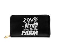 Femme Pouch Bourse La Vie Est Meilleure À La Ferme Porte-Feuille en Cuire Souple Cuir Portefeuille Longue Porte-Monnaie pour Prof, Homme, Fille