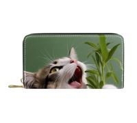 Femme Pouch Bourse Le Chat Quitte l'herbe Coin Purse Wallet Original Retro Porte Monnaie Femme De Nombreux Emplacements pour Cartes Cuir Portefeuille pour Prof, Enfant, Fille